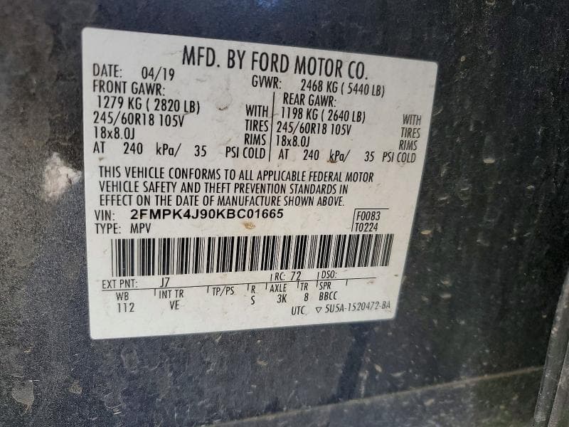 2019 FORD EDGE SEL 12