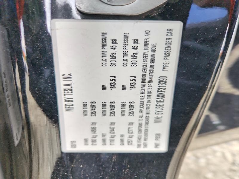 2019 TESLA MODEL 3 13