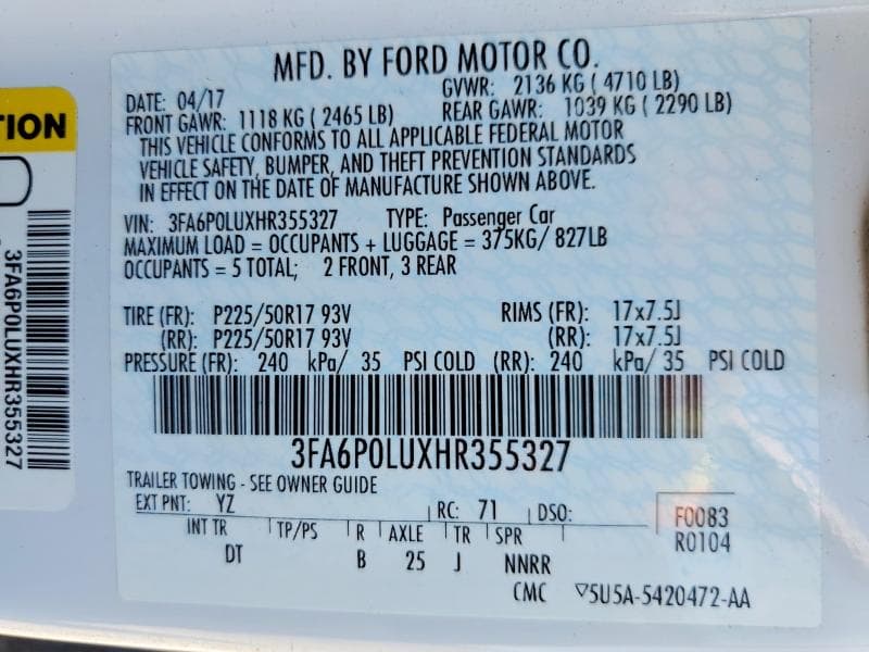 2017 FORD FUSION SE HYBRID 12