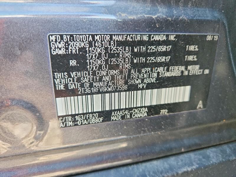 2019 TOYOTA RAV4 LE 13