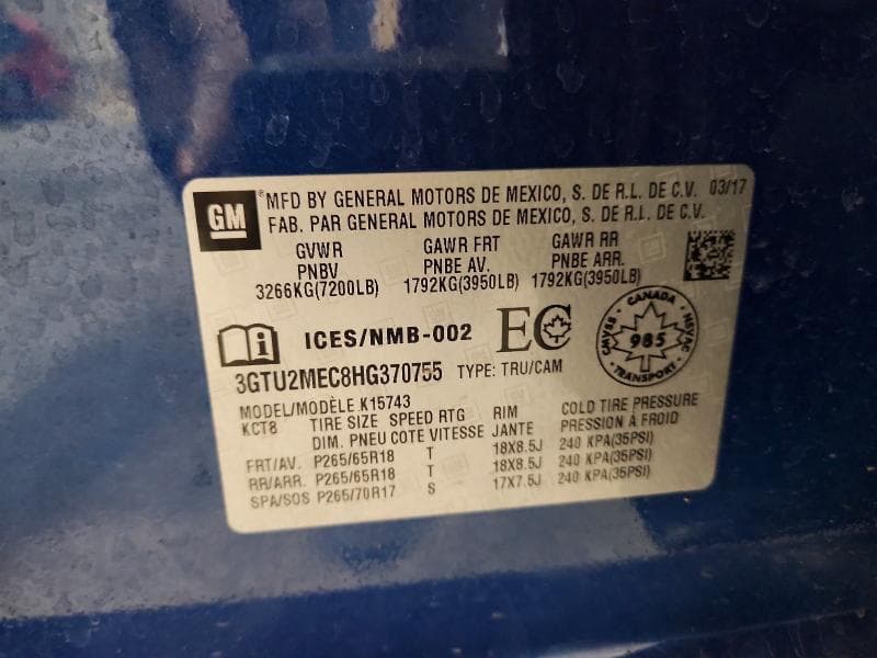 2017 GMC SIERRA K1500 SLE 12