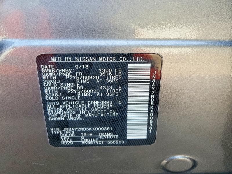 2019 NISSAN ARMADA SL 13