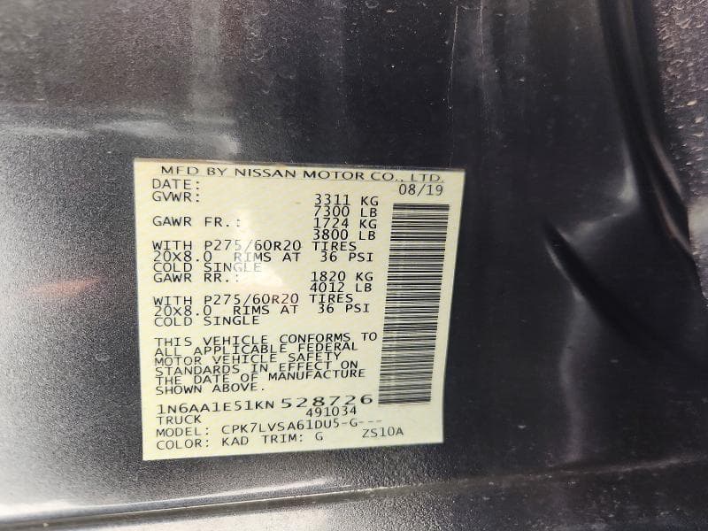 2019 NISSAN TITAN SL 12