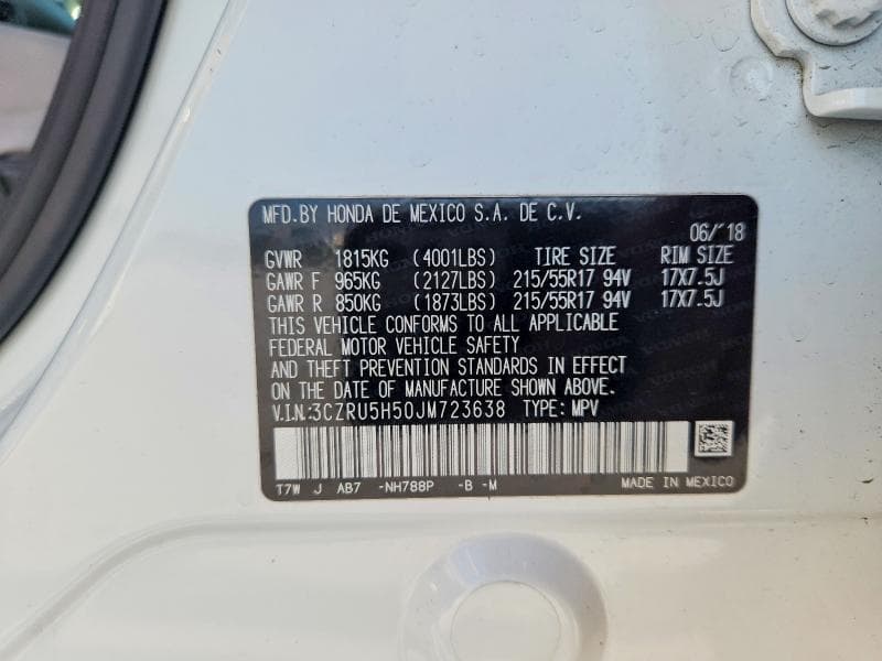 2018 HONDA HR-V EX 14