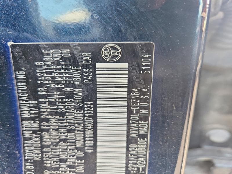 2019 TOYOTA CAMRY LE 12