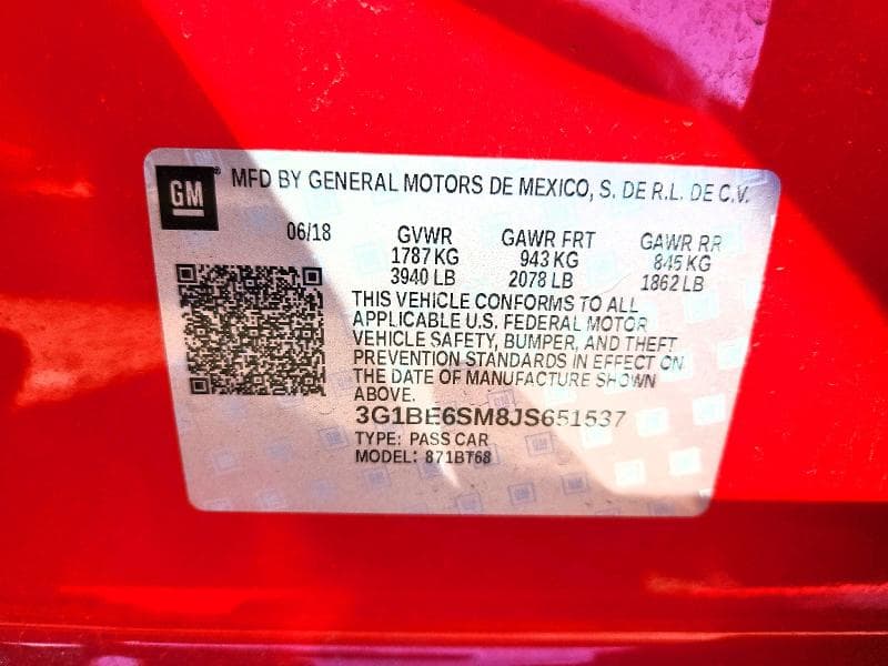 2018 CHEVROLET CRUZE LT 12
