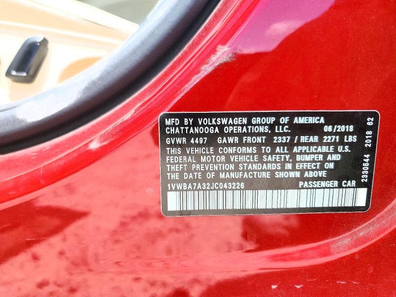 2018 VOLKSWAGEN PASSAT SE 12