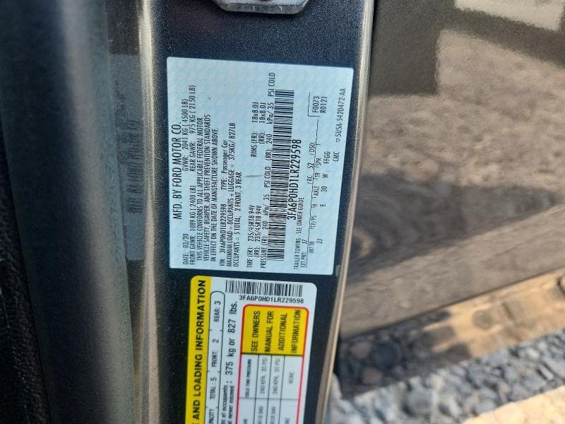 2020 FORD FUSION SE 12