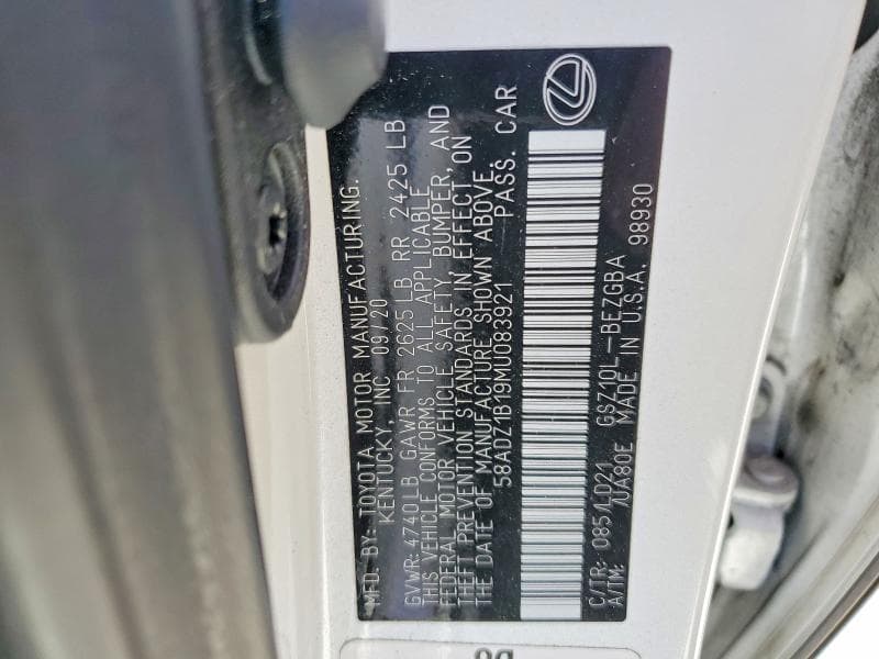 2021 LEXUS ES 350 BASE 12
