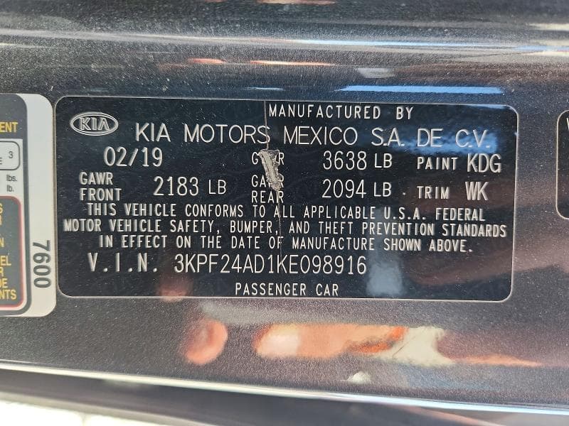 2019 KIA FORTE FE 13