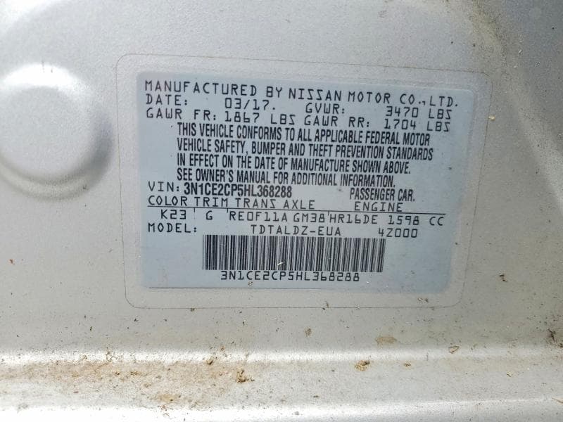 2017 NISSAN VERSA NOTE SV 12