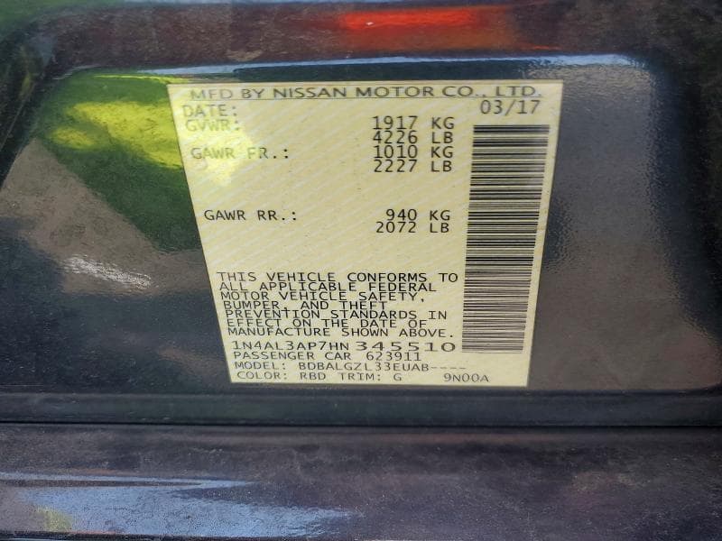 2017 NISSAN ALTIMA 2.5 S 12