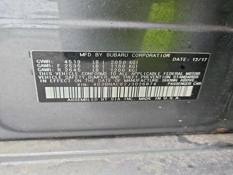 2018 SUBARU LEGACY 2.5I PREMIUM 12