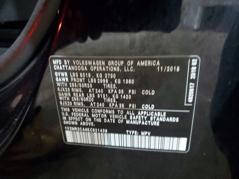 2019 VOLKSWAGEN ATLAS SEL 13