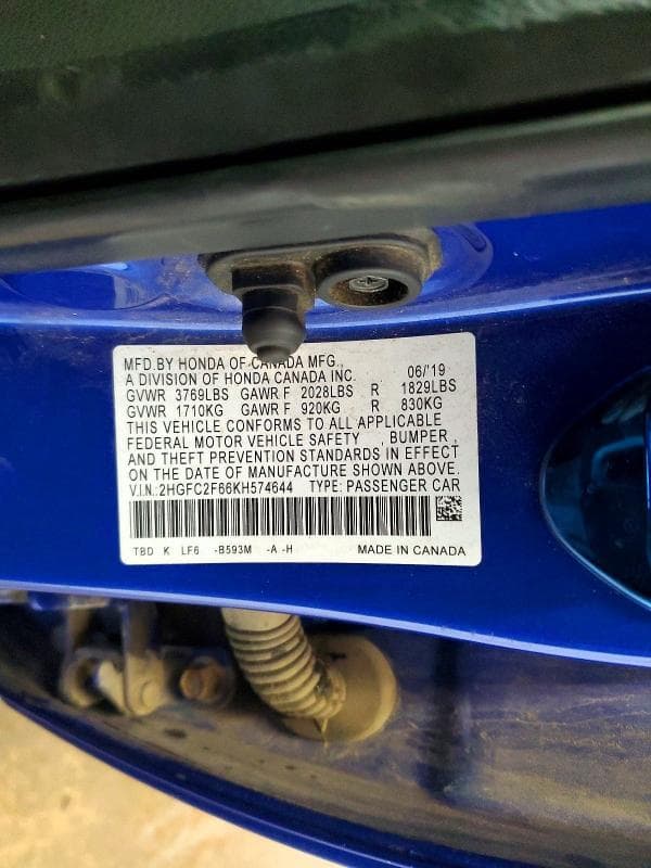 2019 HONDA CIVIC LX 12