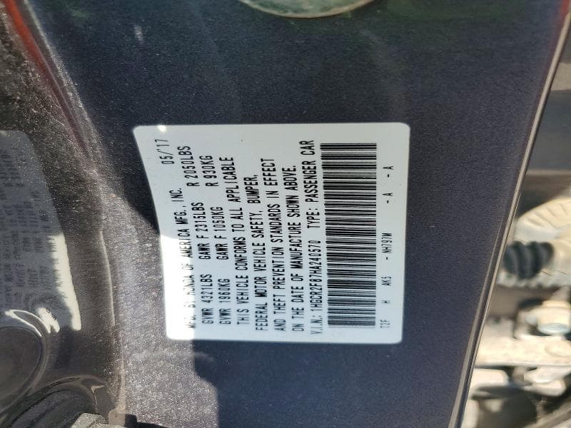 2017 HONDA ACCORD EXL 12