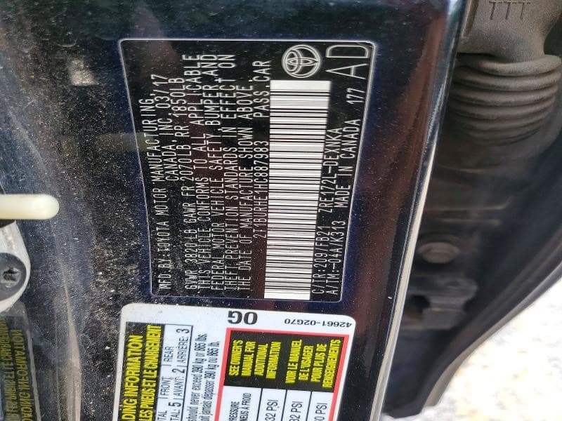 2017 TOYOTA COROLLA LE 12