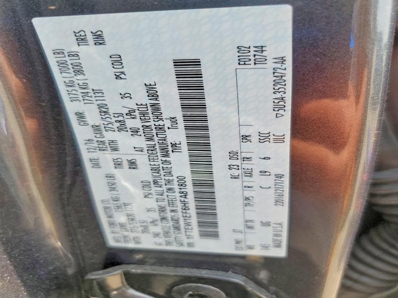 2017 FORD F150 SUPERCREW 12