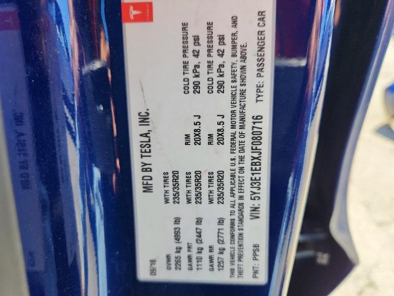 2018 TESLA MODEL 3 13