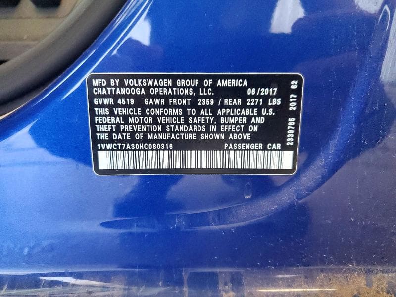 2017 VOLKSWAGEN PASSAT SEL PREMIUM 12