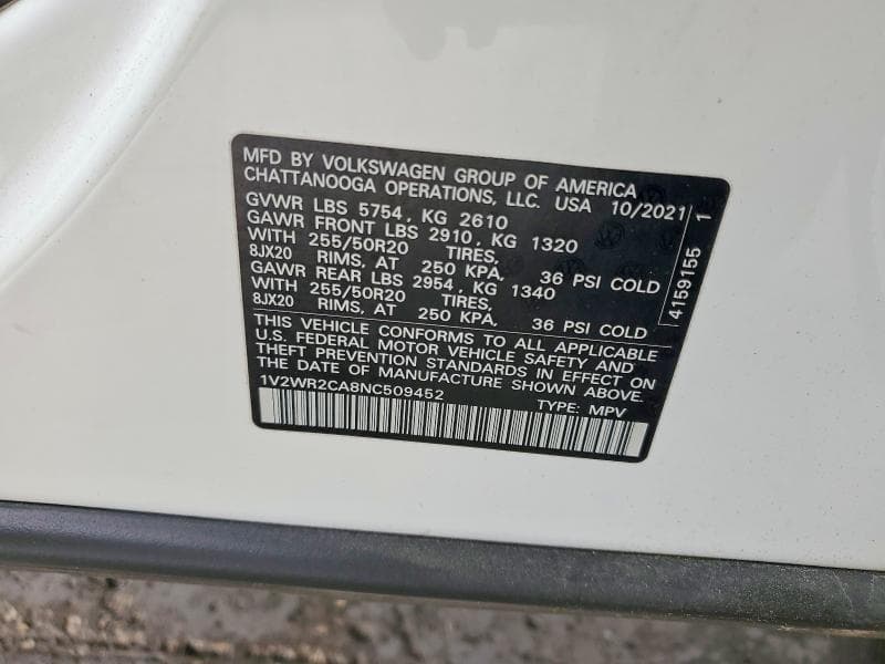 2022 VOLKSWAGEN ATLAS SE 13