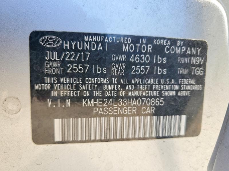 2017 HYUNDAI SONATA HYBRID SE 12