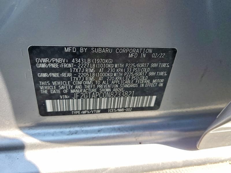 2022 SUBARU CROSSTREK PREMIUM 12