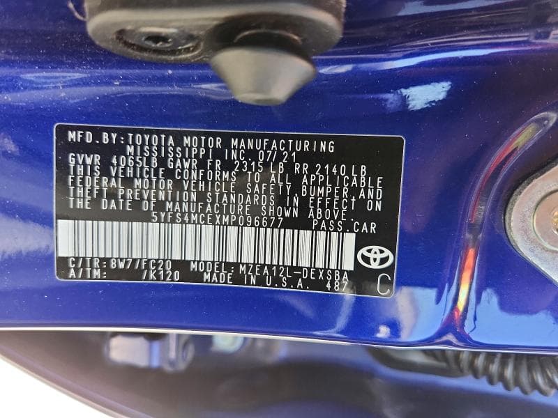 2021 TOYOTA COROLLA SE 12