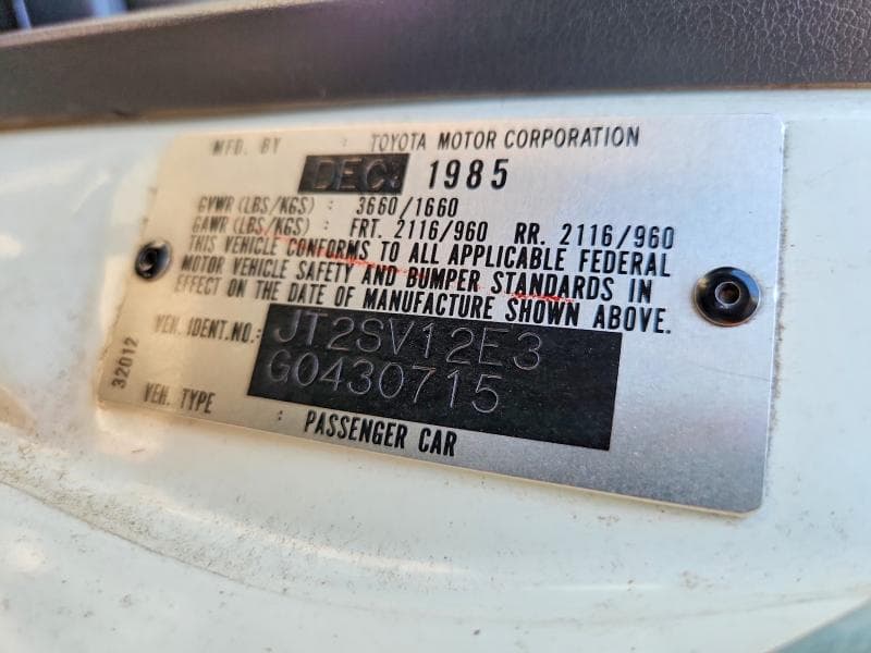 1986 TOYOTA CAMRY DELUXE 12