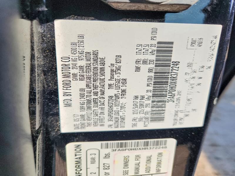 2017 FORD FUSION SE 13