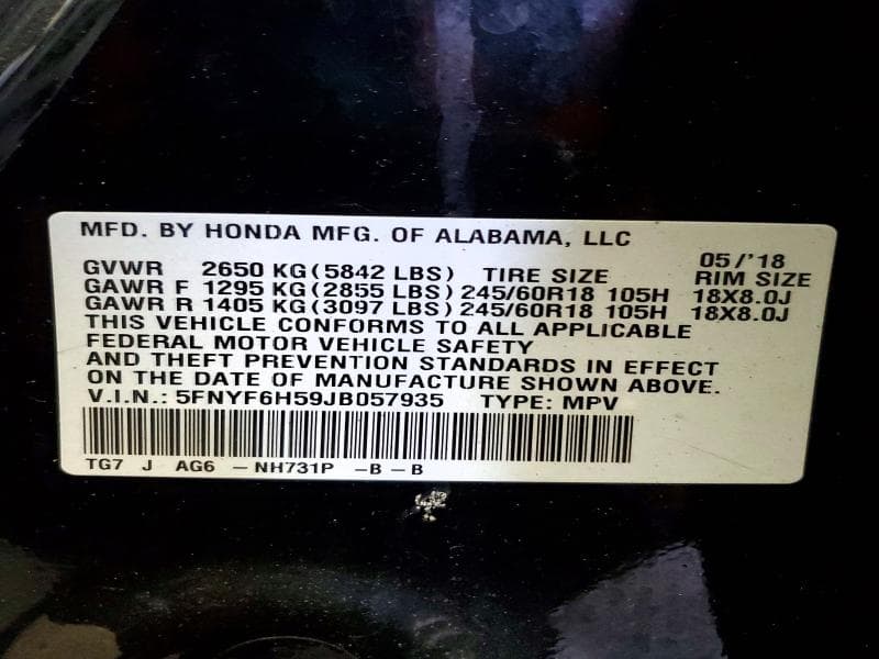 2018 HONDA PILOT EXL EXL 13