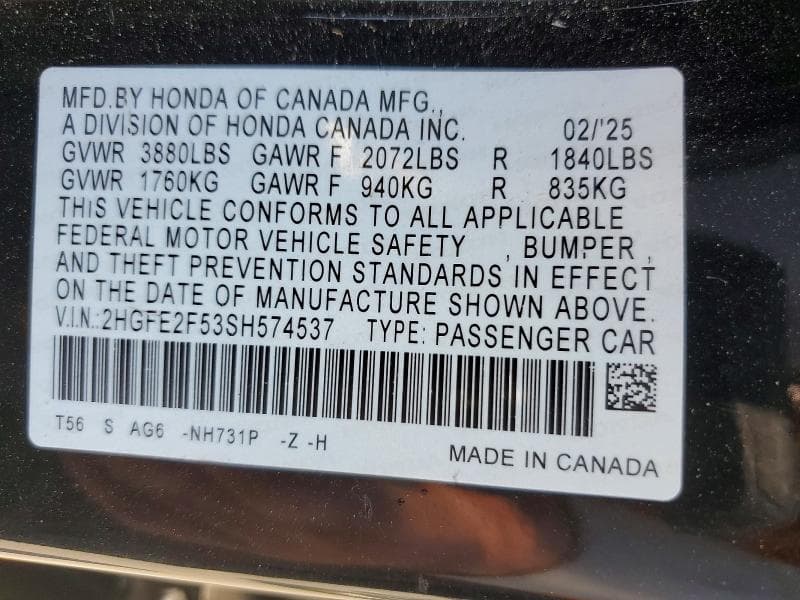 2025 HONDA CIVIC SPORT 12
