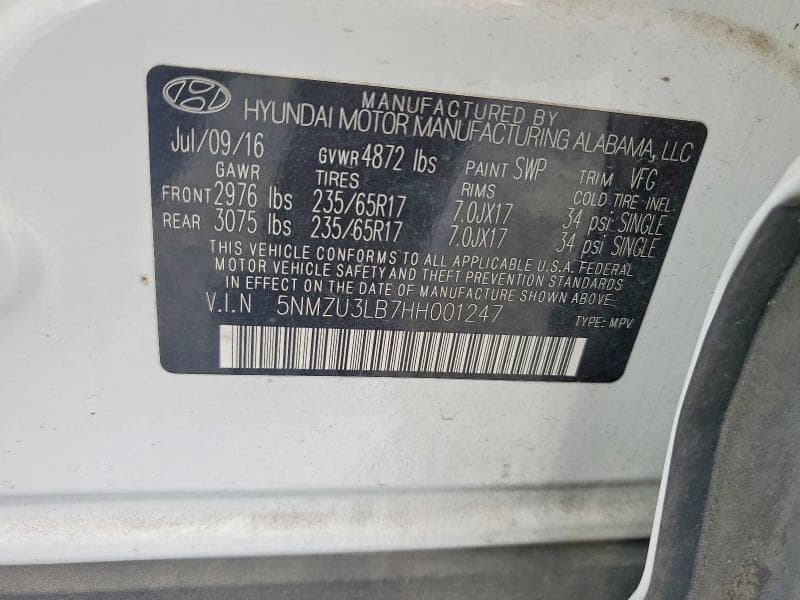 2017 HYUNDAI SANTA FE SPORT 2.4L 13