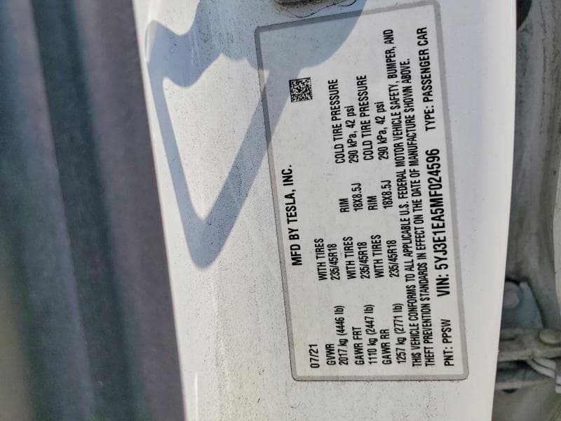 2021 TESLA MODEL 3 12