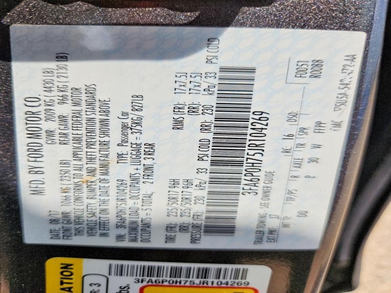 2018 FORD FUSION SE 12