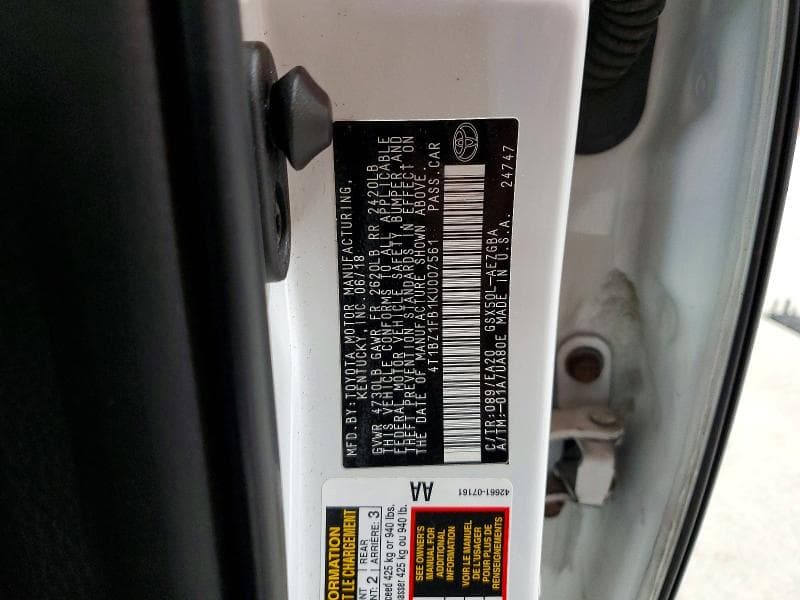 2019 TOYOTA AVALON XLE 13