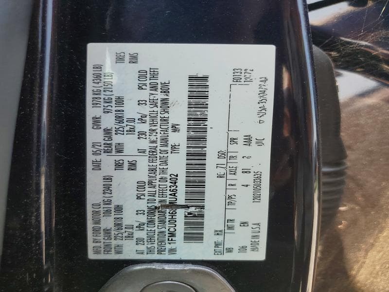 2021 FORD ESCAPE SEL 12