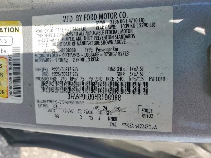 2017 FORD FUSION SE HYBRID 12