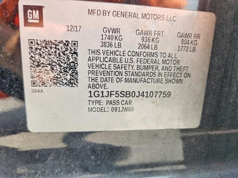 2018 CHEVROLET SONIC PREMIER 12