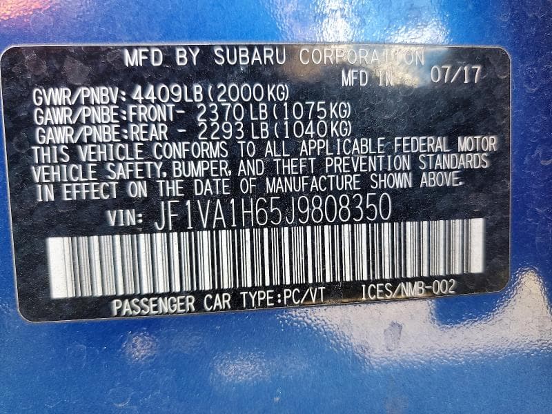 2018 SUBARU WRX LIMITED 12