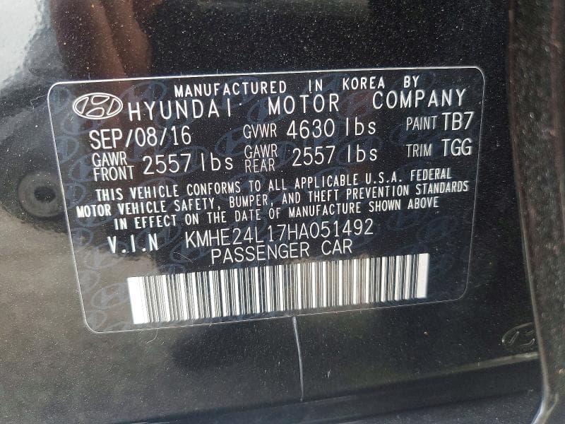2017 HYUNDAI SONATA HYBRID SE 12