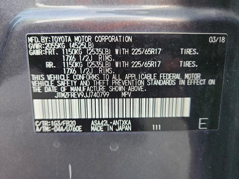 2018 TOYOTA RAV4 LE 12