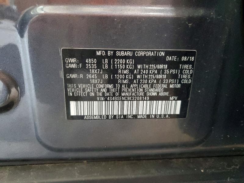 2019 SUBARU OUTBACK 3.6R LIMITED 13