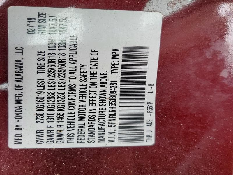 2018 HONDA ODYSSEY EX 13