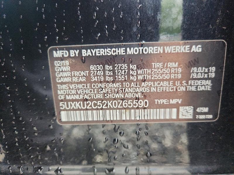 2019 BMW X6 XDRIVE35I 12