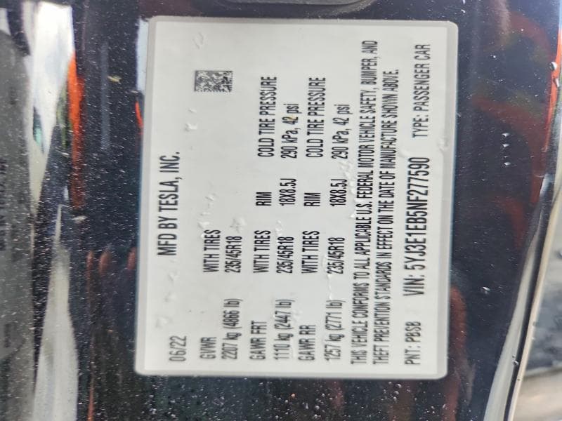 2022 TESLA MODEL 3 13