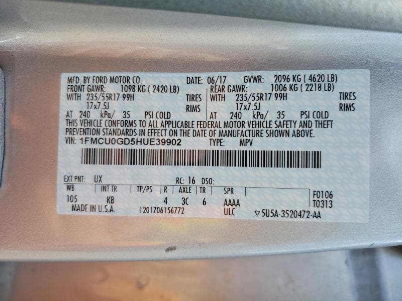 2017 FORD ESCAPE SE 13