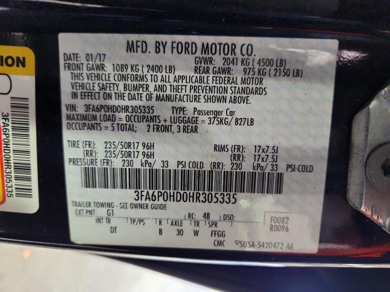 2017 FORD FUSION SE 12