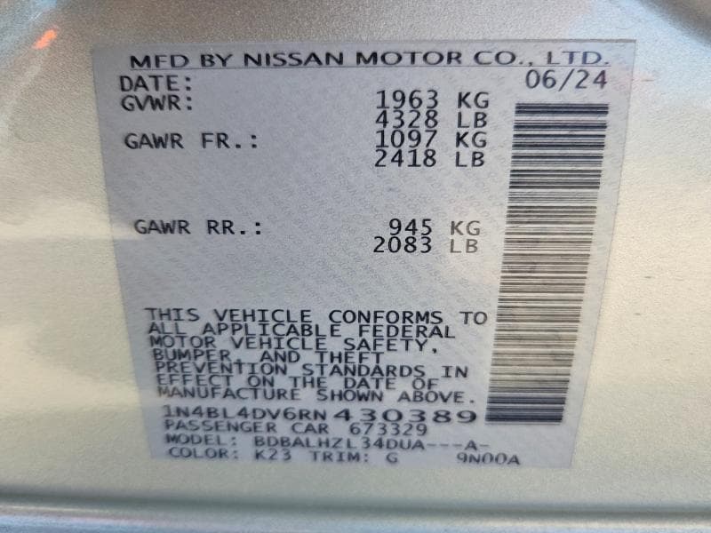 2024 NISSAN ALTIMA SV 13