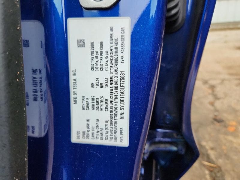 2020 TESLA MODEL 3 12